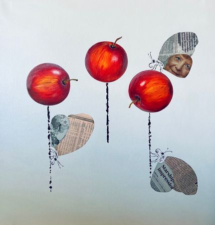 Golgotha, 2024, Oil and newsprint collage on canvas, by Naomi Lautier